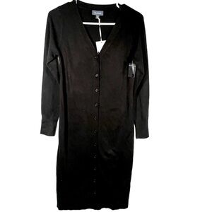 New ModCloth black button down v neck sweater cardigan dress size women’s XS